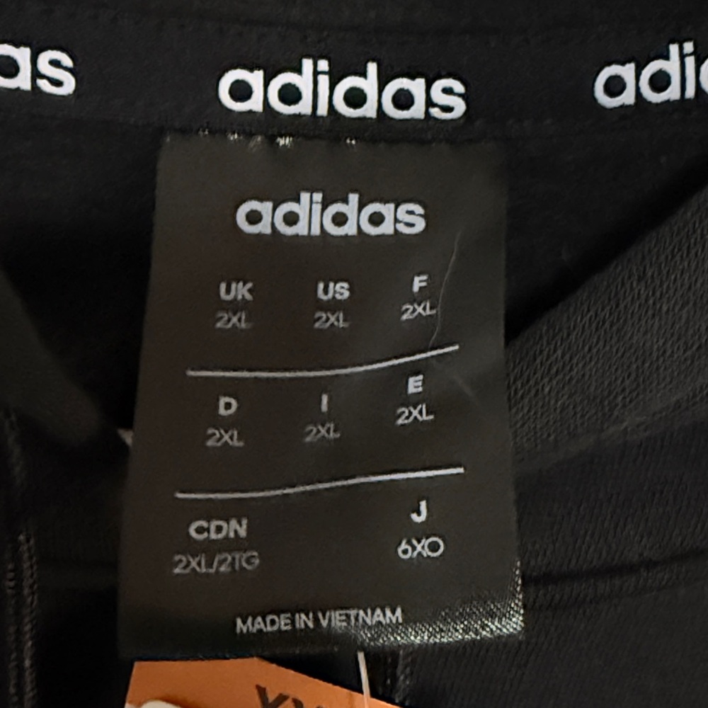 Adidas Men's Black Hoodie with White Stripes Size XXL NWT - Picture 3 of 5